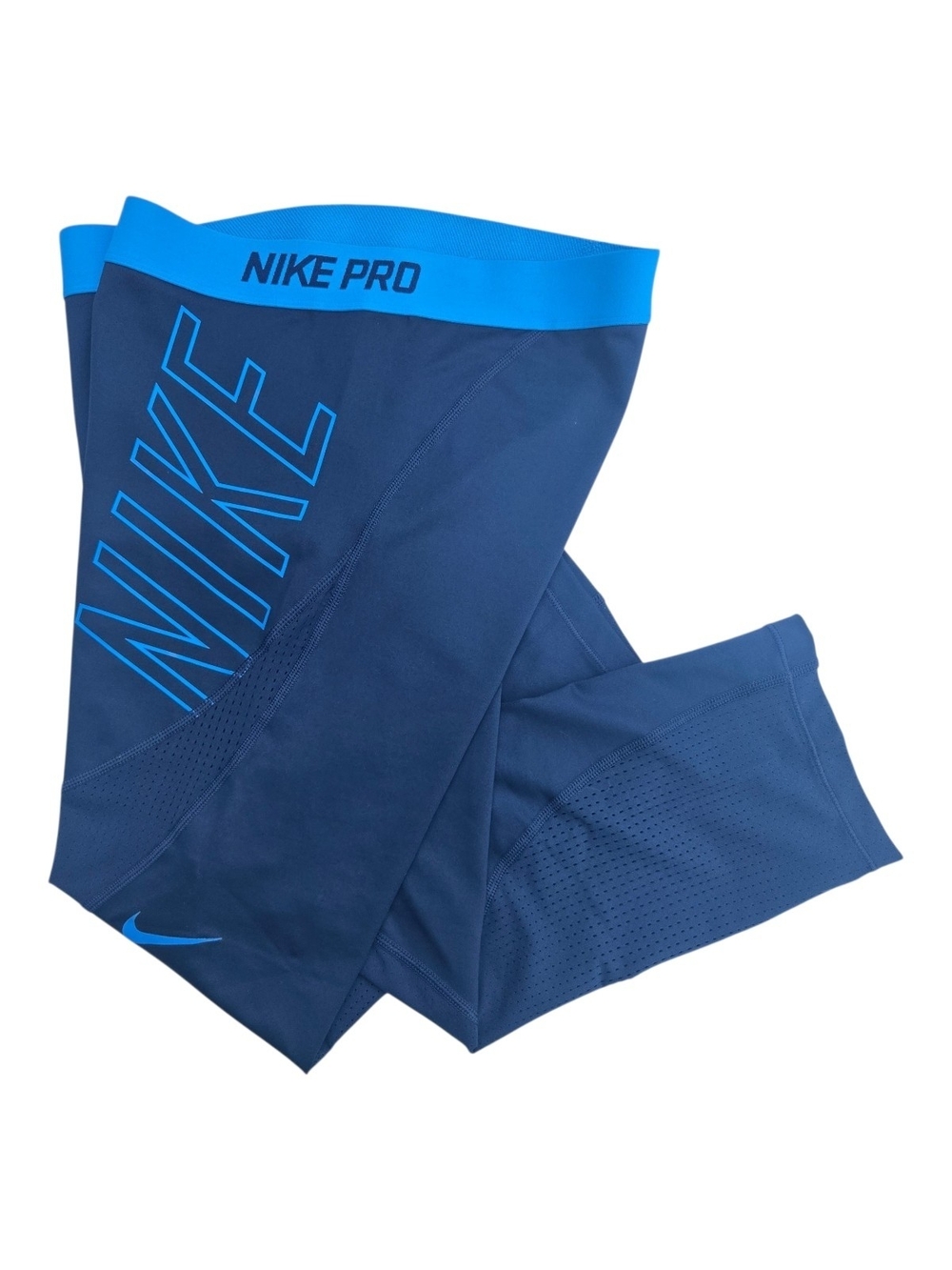 Nike Pro Hypercool Cropped Leggings Blue Mesh Panel Size Large